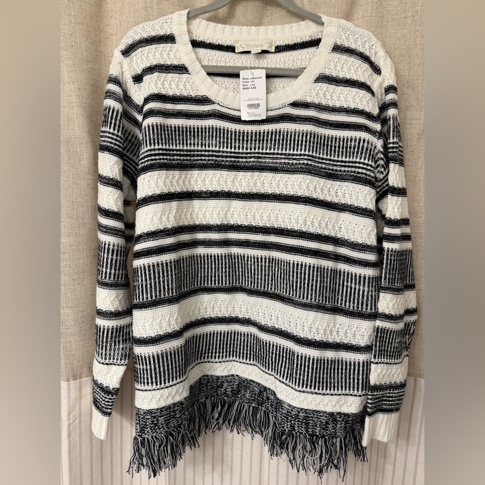 Suzanne Betro Black and White Striped Sweater